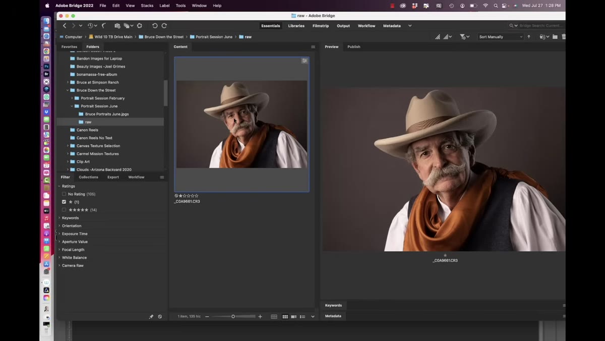 Raw file open in Camera Raw with edit panel visible