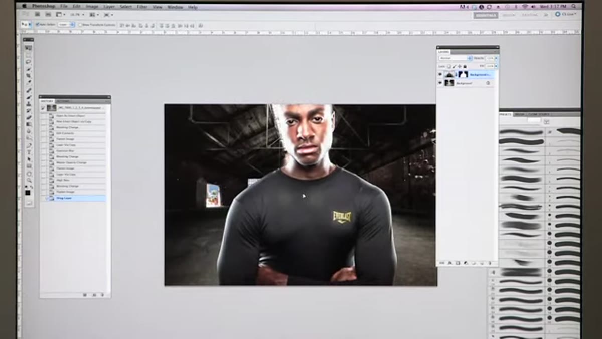 Subject layer being placed and repositioned on background
