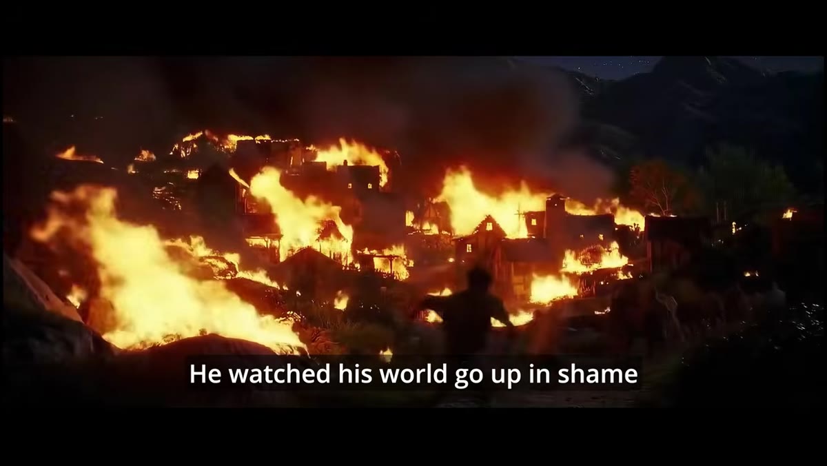Opening lyric sung over cinematic visual backdrop
