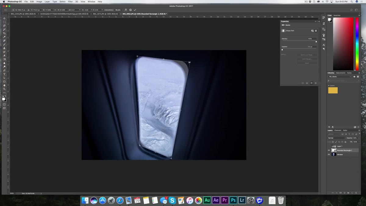 Paris skyline layer toggled on below window layer