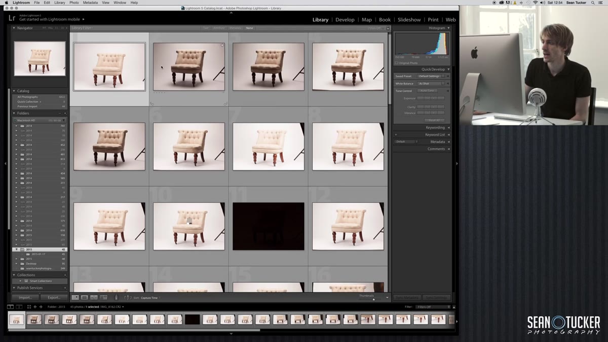 Lightroom library panel showing all imported product images