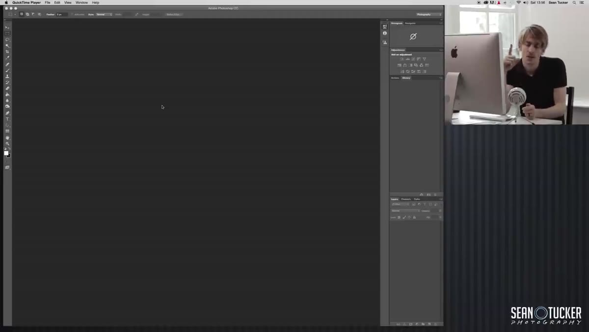 Sean explaining recoloring tonal limits with dark and light sofas