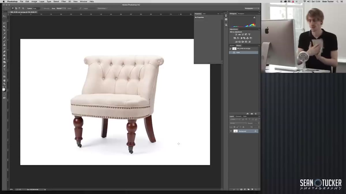 Using eyedropper tool to sample color from photographed fabric swatch