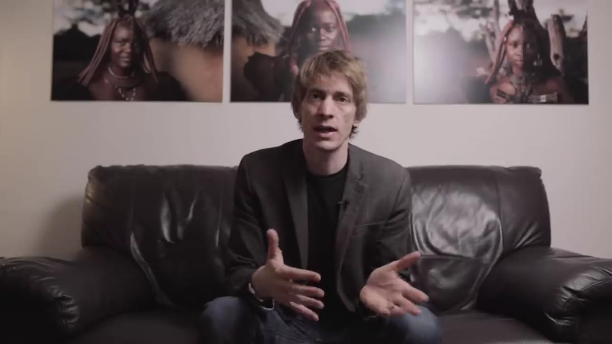 Sean Tucker speaking directly to camera about psychology background